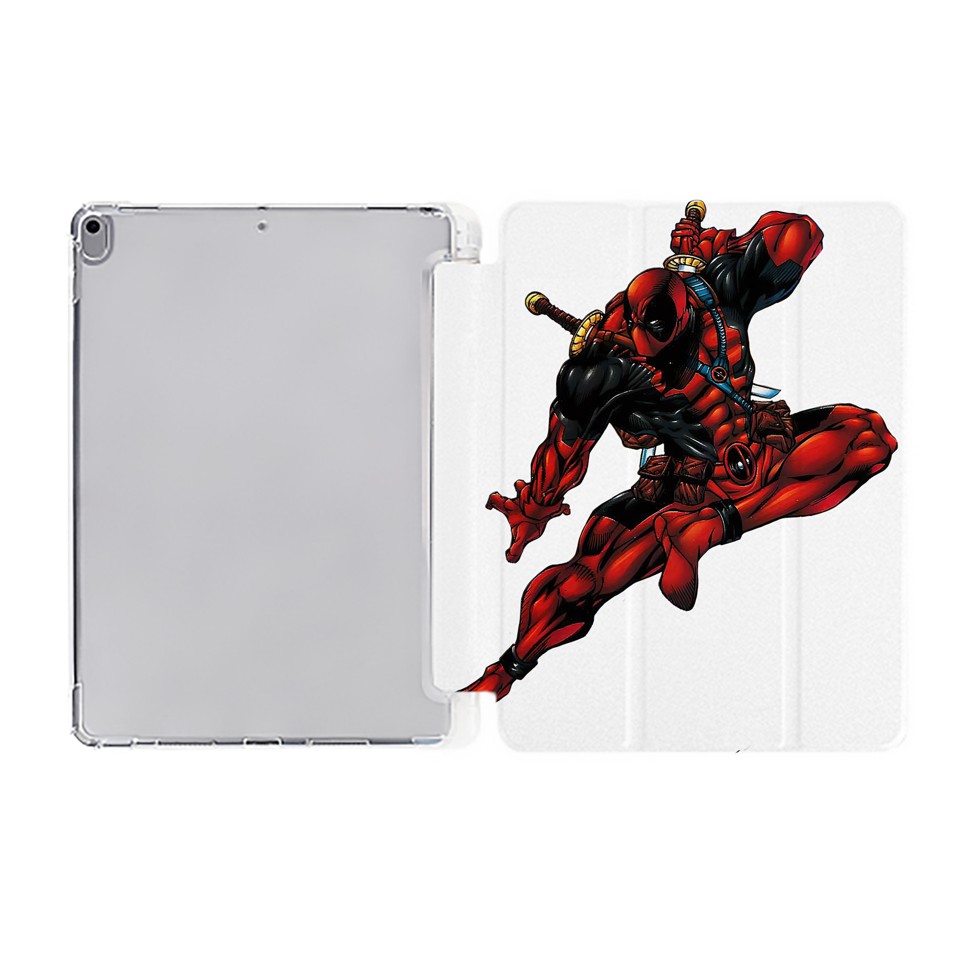 （画像用） Deadpool デッドプール IPad ケース ペン収納付き 三つ折りスタンド PUレザー×シリコン 対応機種9.5/10.5/10.9インチ